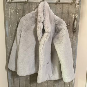 NWT Loft grey faux fur coat